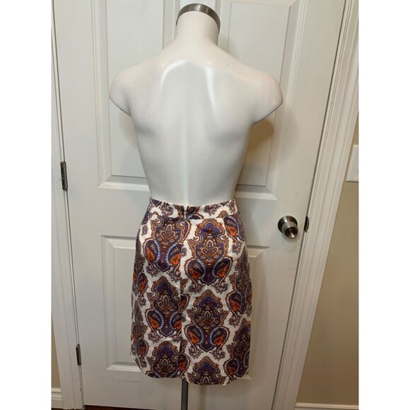 J.Crew White Bright Multicolor Paisley Pencil Skirt, Size 0 - Picture 5 of 7